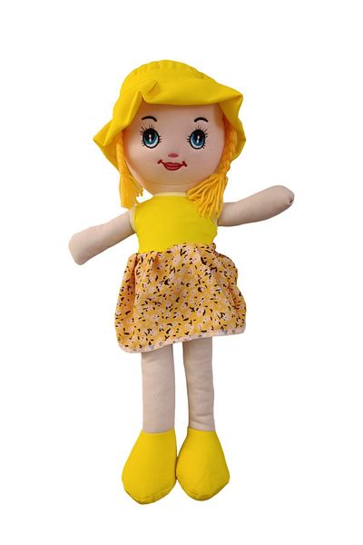 Nostalji Kutusu Nostalgic Sleeping Companion Yellow Doll Flower Patterned Gift Girl Toy 50 Cm