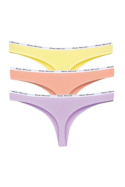 pink mood Belt Elastic Cotton Sexy Thong 3 Pack