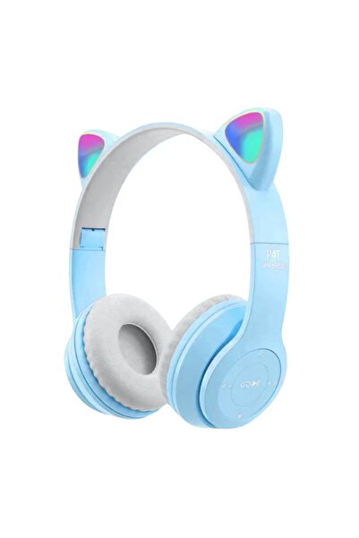 bovinox Kablosuz Bluetooth 5.0 Led Işıklı Kedili Şık Kulaklık Hediye Çocuk Oy...