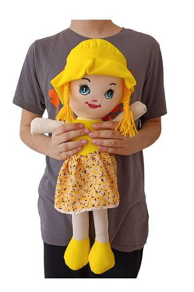 Nostalji Kutusu Nostalgic Sleeping Companion Yellow Doll Flower Patterned Gift Girl Toy 50 Cm