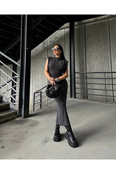 Ekim Store فستان ميدي بفتحة مبطنة