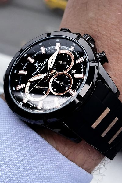 Daniel Klein Exclusive Men's Wristwatch 3 Atm Waterproof Black Color Silicone Cord + Bracelet DKE2072C3