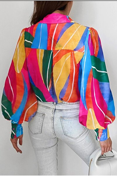 Ginza Women's Shirt Patterned Balloon Sleeve