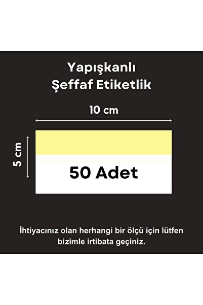 Şeffaf Etiket 50 ad PVC Etiketlik Yapışkanlı 10x5 cm Raf Etiket Cebi Yapışkan...