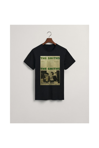 MarkaTurko The Smiths Black Cotton Combed Cotton Special Design T-shirt 2704-83