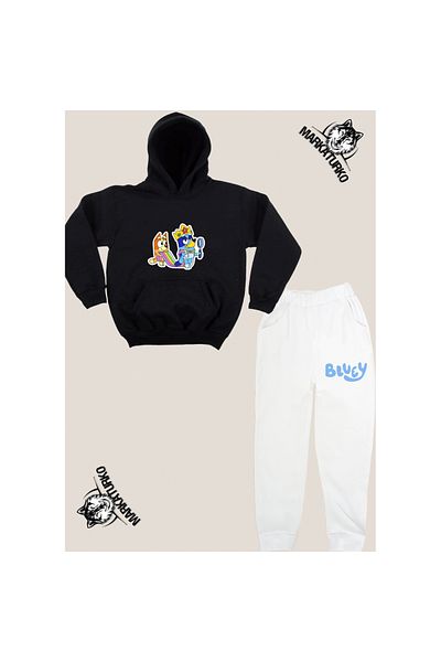 MarkaTurko Σετ παιδική αθλητική φόρμα BLUEY με στάμπα unisex Special Design Cotton 888-08