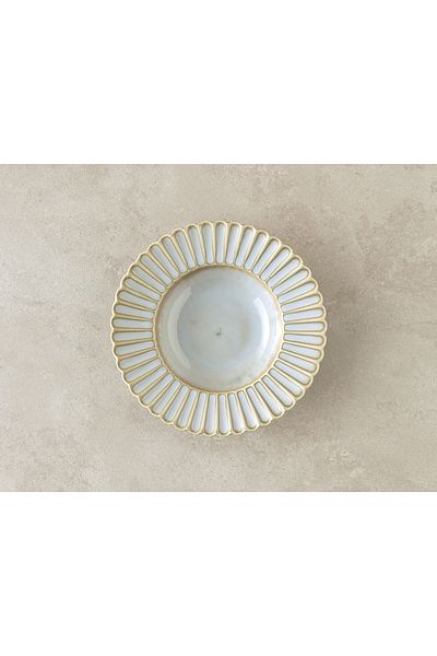 English Home Fiore New Bone China - Gray with Pit Plate