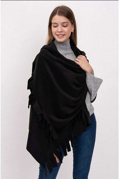 ÇEÇEN HOME بطانية كتف من الصوف الأسود ذات ملمس ناعم (60 × 180 سم)