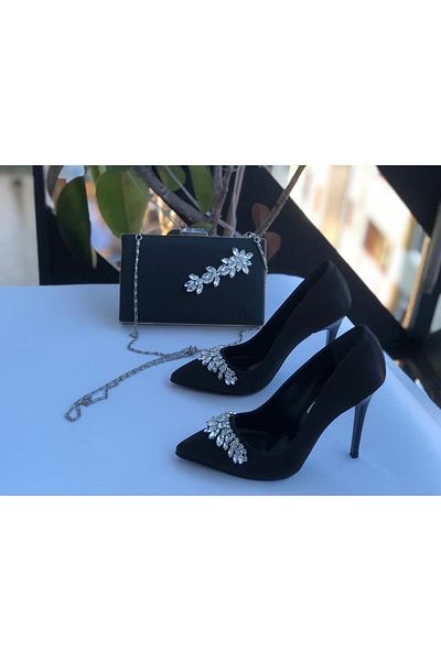 Holdays Black Satin Bag Combination Shoes