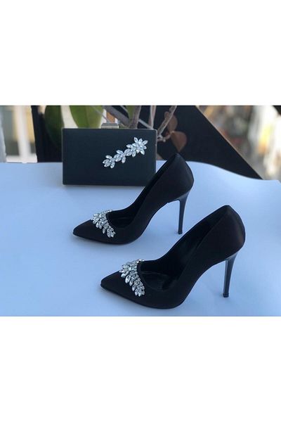 Holdays Black Satin Bag Combination Shoes