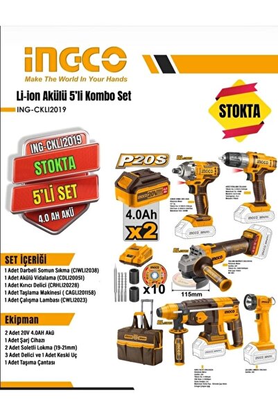 Genel Markalar 2 Yıl Akülü 5'li Kombo Set Li-on 4.0ah Çantalı 2 2.0 - 2.4 Ah ...