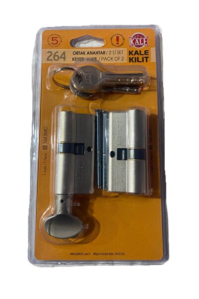 KALE Kilit Çelik Kapı Göbeği Set Ikiz Barel 264 68mm 164snc Smc