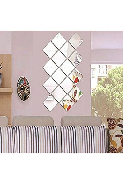 demdekor Dekoratif Kare Gümüş Pleksi 6 Adet 15x15cm ( Kendinden Yapışkanlı )