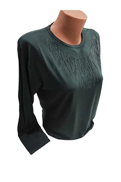 Sel Giyim NEW SEASON Women's Plus Size Crew Neck Mother's Combed Cotton Blouse