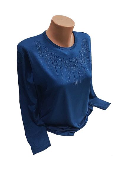 Sel Giyim NEW SEASON Women's Plus Size Crew Neck Mother's Combed Cotton Blouse
