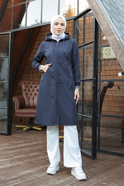 benguen 1265 Τσέπη με λεπτομέρεια καμπαρντίνα Navy Blue