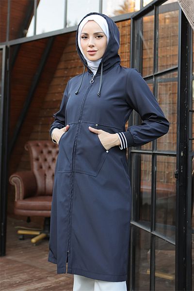 benguen 1265 Τσέπη με λεπτομέρεια καμπαρντίνα Navy Blue