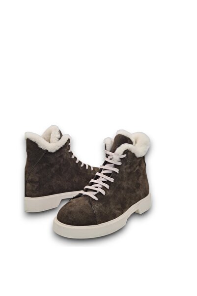 aayak&kabımofficial Hakiki Deri Haki Bağcıklı Kürk Astarlı Soğuk Geçirmez Haf...