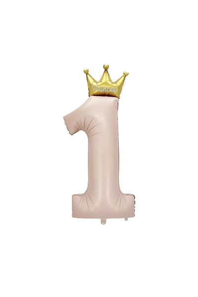 Çemrek Süs Parti 1 Year Old Princess Foil Balloon - Pink, Gold Detailed