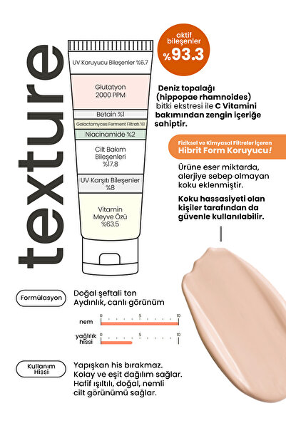 DERMA FACTORY Şeftali Tonlu, Ton Eşitleyici Suya Dayanıklı Vegan Güneş Kremi Derma Factory Waterful Sun Cream 50GR