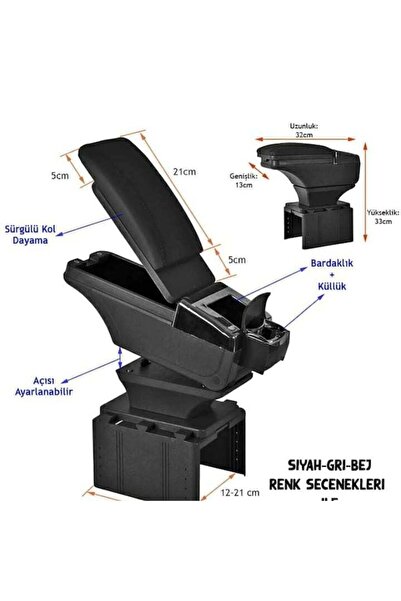 KURTALAN PLASTİK Universal Kolçak Sürgülü Siyah