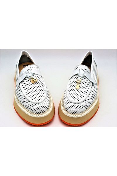aayak&kabımofficial Genuine Leather Women's Casual Shoes White Loafer Moccasin