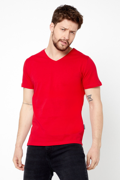 mmetalic Men's Multi-Colored T-Shirt Regular Fit Relaxed Fit V-Neck 5-Piece Basic T-Shirt Pack