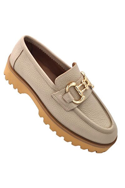 LOPY Hakiki Deri Toka Detaylı Kadın Günlük Ayakkabı Tırtıklı Eva Çok Hafif Ta...