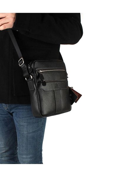 Aka Deri AKA LEATHER 393 GEANT MAILMAN PIELE GEANT DE MÂNĂ GEANT BROSSBODY NEGRU