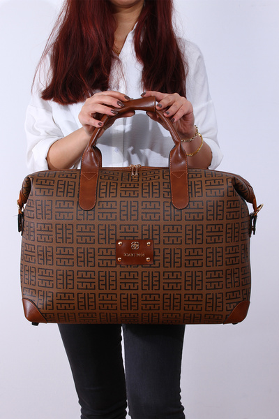 By Hakan 1203E Large Hand Luggage Suitcase Travel Vacation Bag MİAMİ BROWN