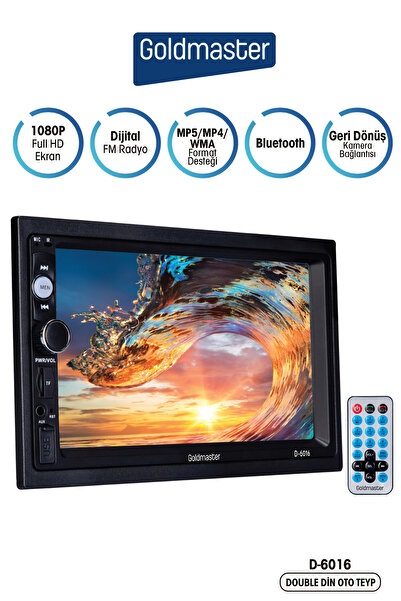 GOLDMASTER D6016 Ekran Yansıtma Özellikli Double Dın Oto Teyp