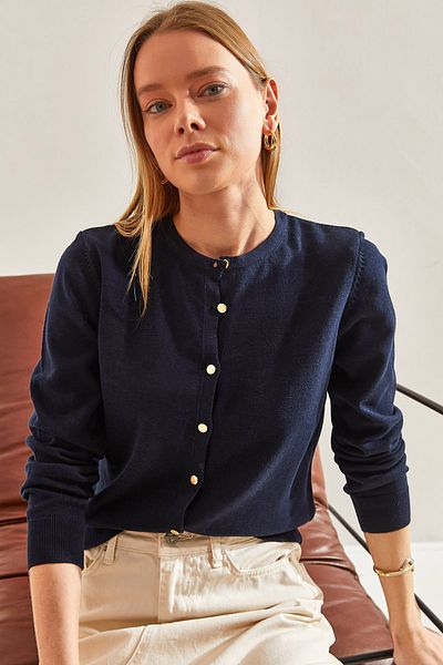 Bianco Lucci Dámský pletený cardigan - design na knoflíky