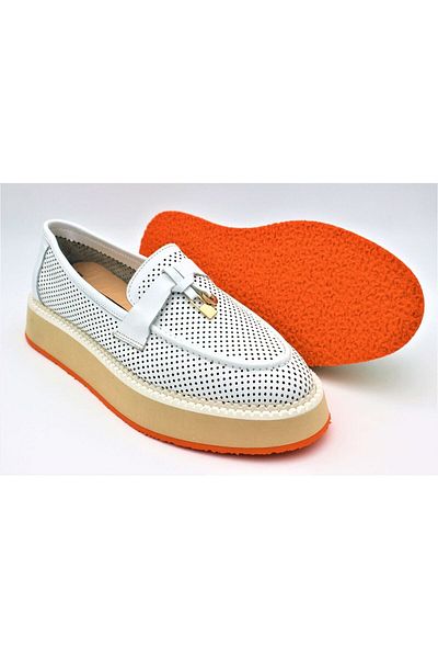 aayak&kabımofficial Genuine Leather Women's Casual Shoes White Loafer Moccasin