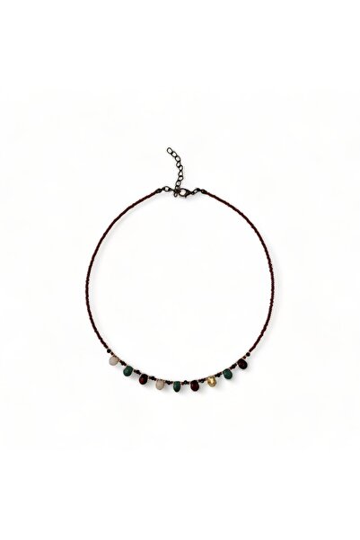 Hedea قلادة من بلاط الحجر الطبيعي ميلودي بدون إجابات للنساء