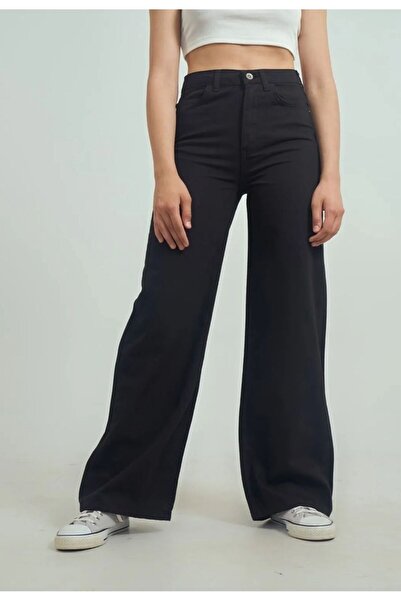 LAMİRA Black Palazzo Wide Leg Flexible Jeans