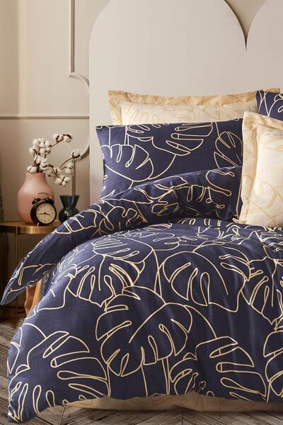 İyi Geceler İstanbul Σετ Παπλωματοθήκης Fusion Phuket Navy Blue για διπλό κρε...