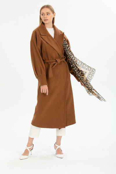 Pitti Women's TABA Balloon Sleeve Lined Long Coat 70616