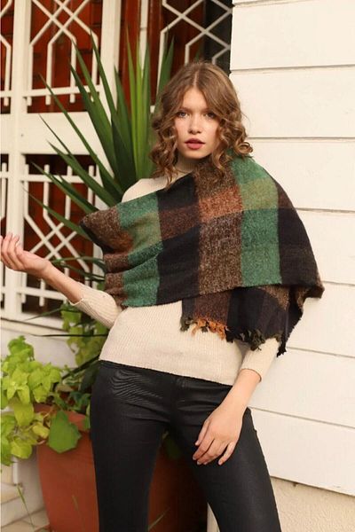 emybox Tasseled Boucle Shawl Spring Winter Autumn Multicolor Shawl Scarf For Shoulder And Neck