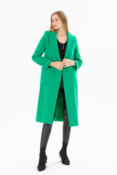 Pitti Women's GRAIN GREEN Stamped Buttoned Coat 70581