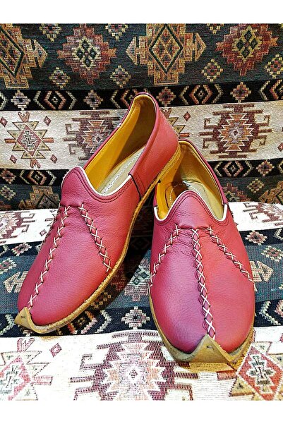 Osmanlı Yemeni Dünyası Yemeni (Çarık), Osmanlı Yemeni Dünyası,  Hakiki Deri Yemeni, Bordo Renk