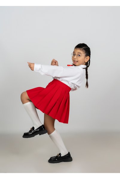 Belkızın Atölyesi Red Mini Pleated Skirt