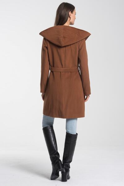 Pitti Women's Tan Hooded Short Coat 70510-P