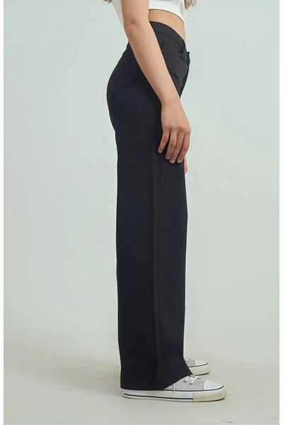 LAMİRA Black Palazzo Wide Leg Flexible Jeans