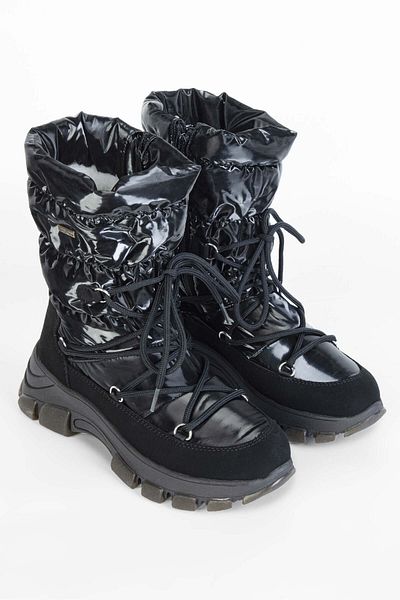 Tamer Tanca OTHREE Women's Leather & Textile Black Snow Boots