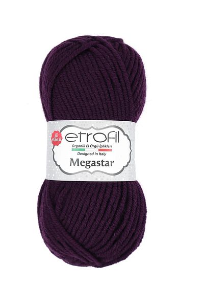 Etrofil Megastar 76001 Eggplant Purple 25% Wool Blended Thick Thread Cardigan Vest Scarf Beanie Thread