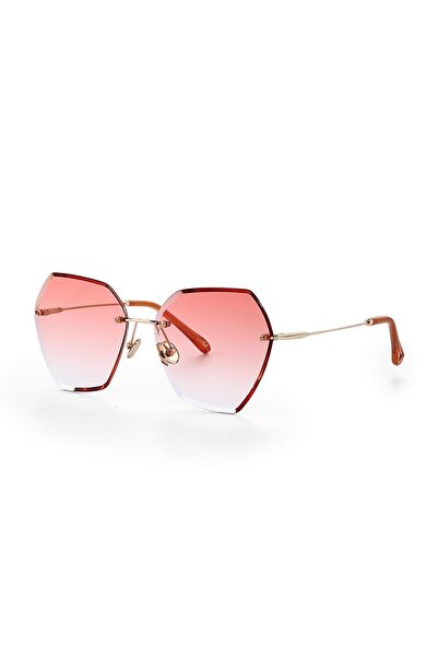 Angel Eyes Women's Sunglasses Rimless Glass Design Pink Glass