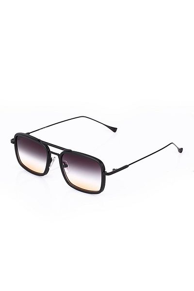 Angel Eyes Unisex Black Brown Gradient Glass Black Metal Frame Sunglasses