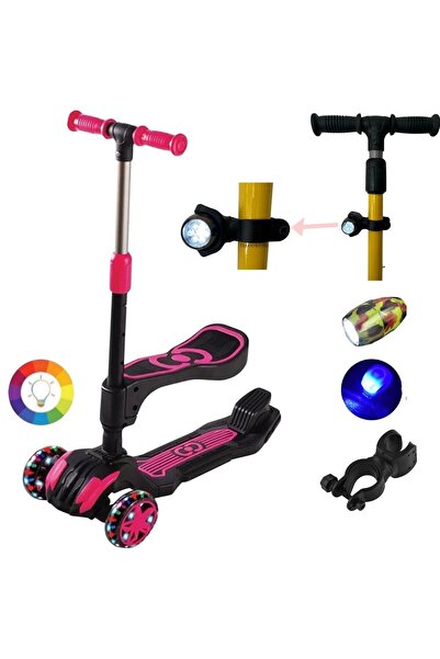 Depomiks Avm Cool Wheels Adjustable Size Combo Scooter with LED Light, Brake and Seat, LED Lighting Gift