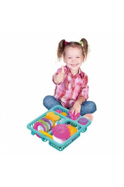 Depomiks Avm Toy Dish Rack Plate Pot + 14 Pieces Cuttable Fruits and Vegetables + Fruit Market Basket