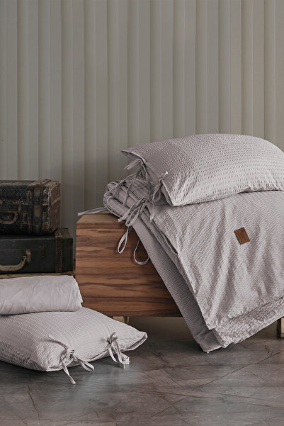 Elart طقم لحاف مفرش سرير مزدوج رانفور قطن طبيعي 100% 4 قطع كول إكرو